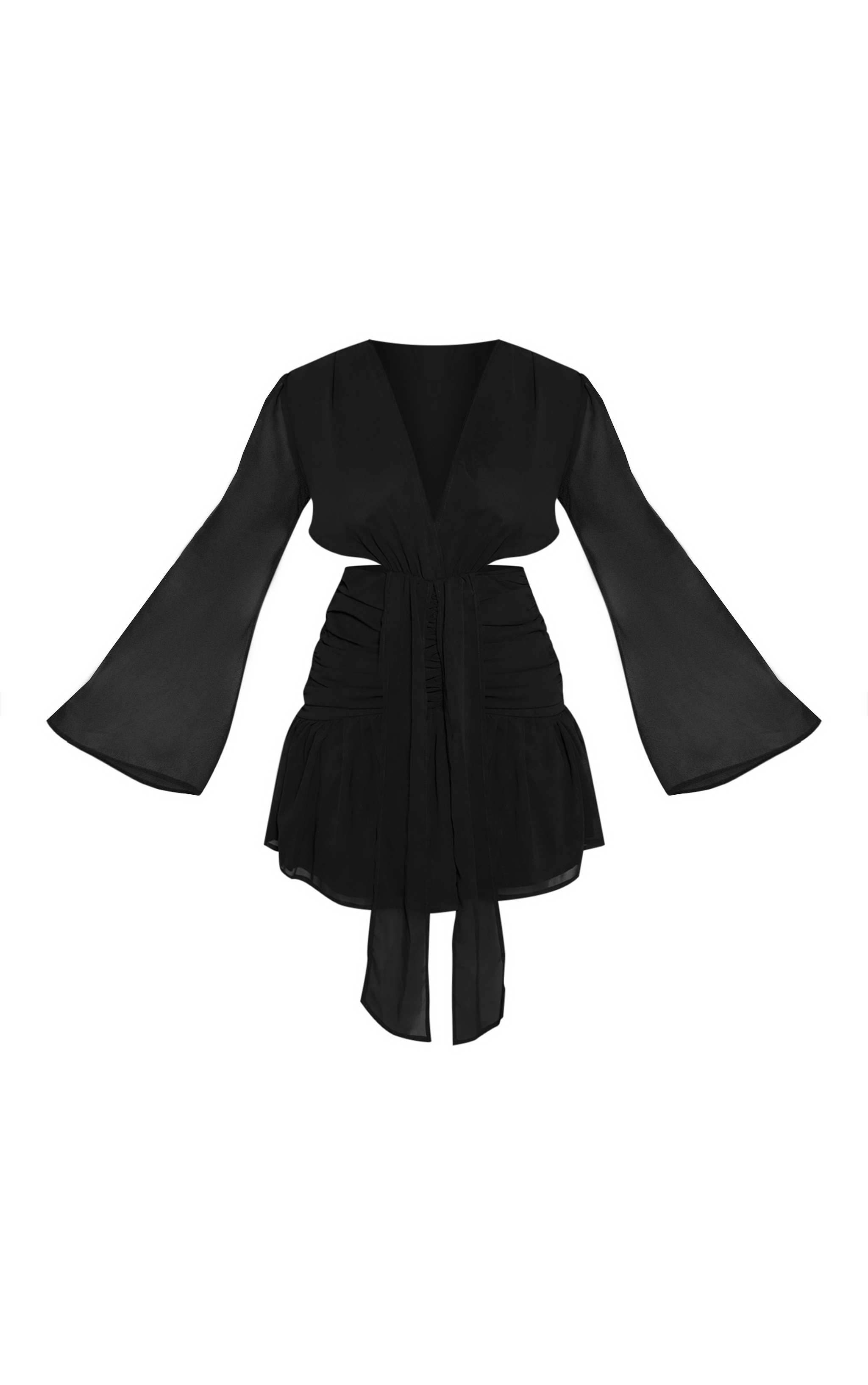 Shape Black Chiffon  Plunge Drape Detail Mini Dress image 5