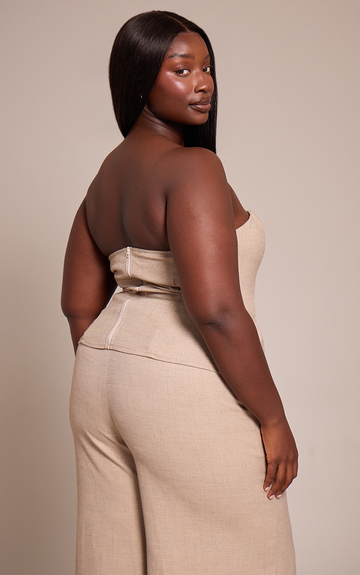 Plus Stone Woven Peplum Detail Bandeau Top image 2