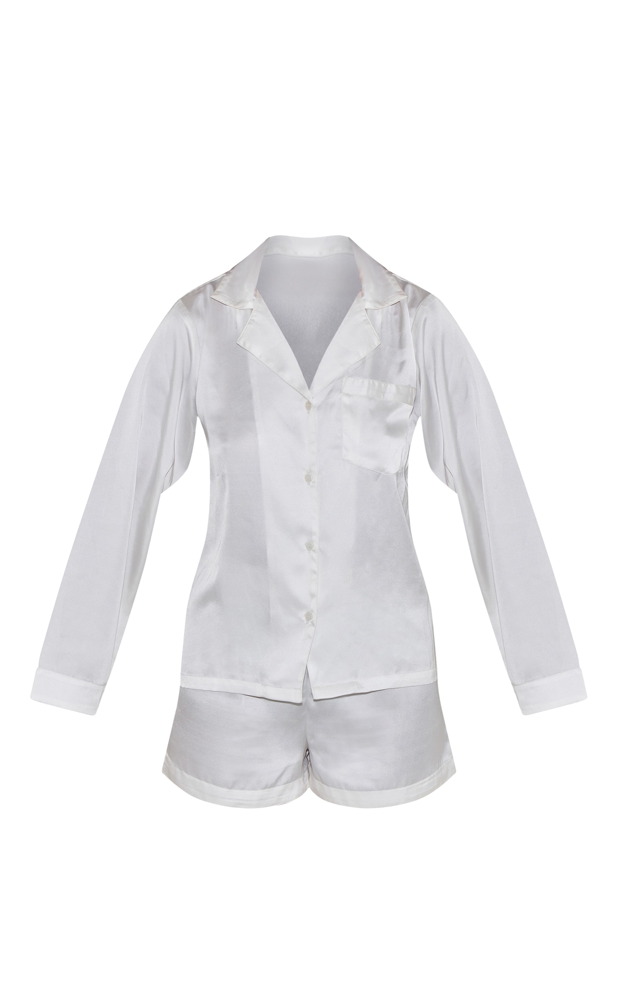 White Satin Long Sleeve Short Pj Set image 5