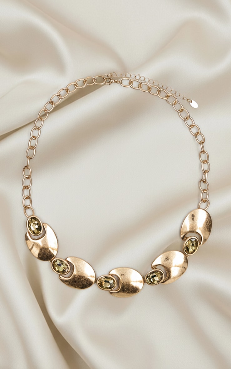 Topaz Worn Gold Studded Necklace