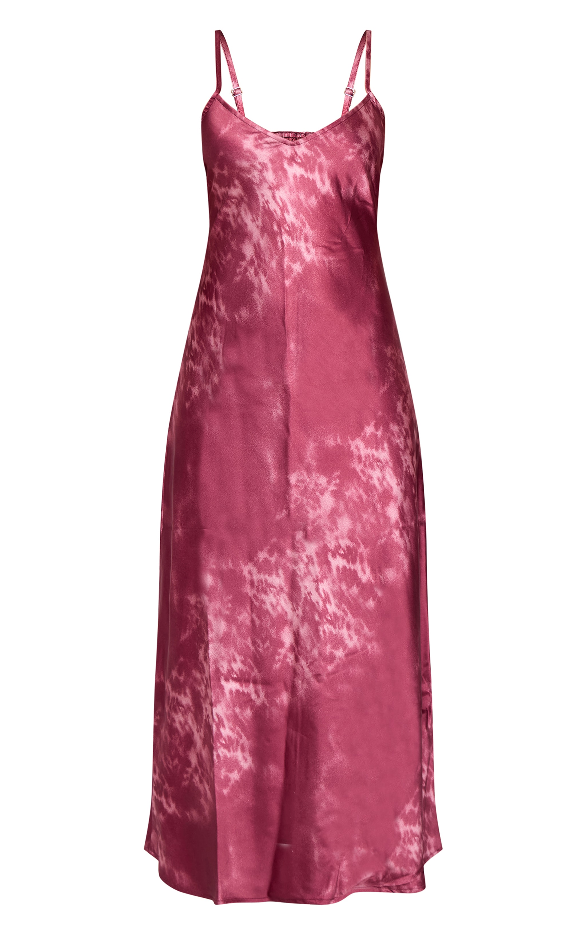 Petite Dark Pink Satin Open Back Maxi Dress image 5