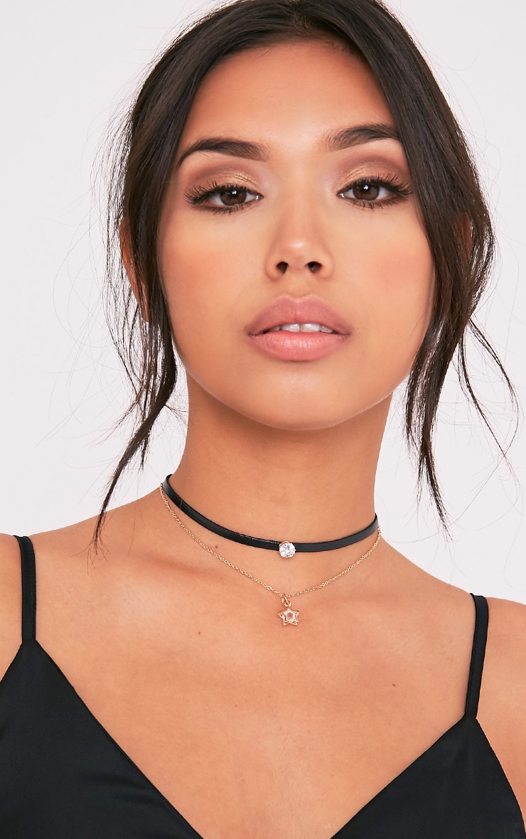 Sinsi Black Double Layered Choker Chokers PrettyLittleThing