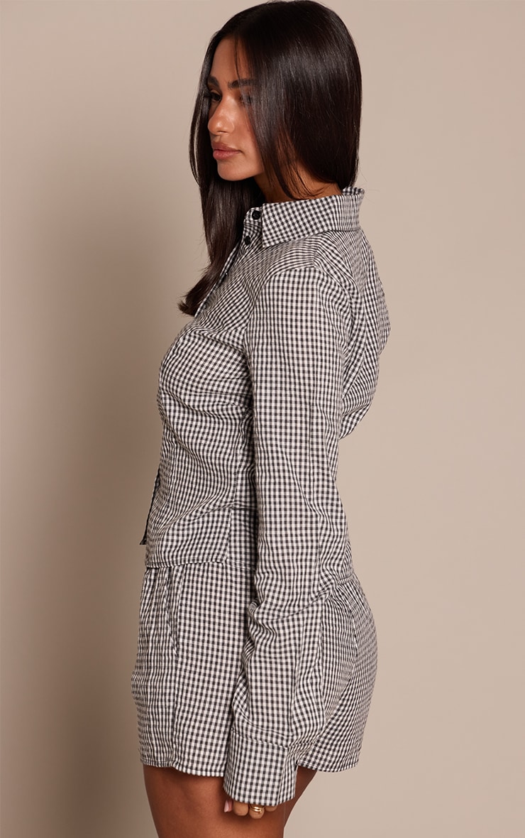 Petite Black Gingham Pleated Boxer Shorts image 3