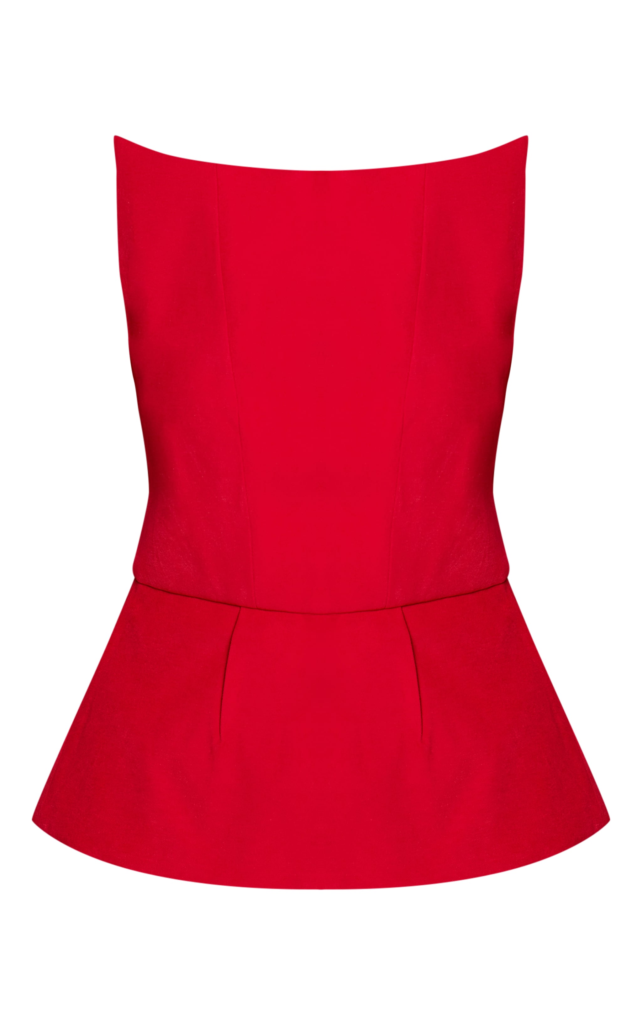 Red Premium Woven Peplum Bandeau Top image 5