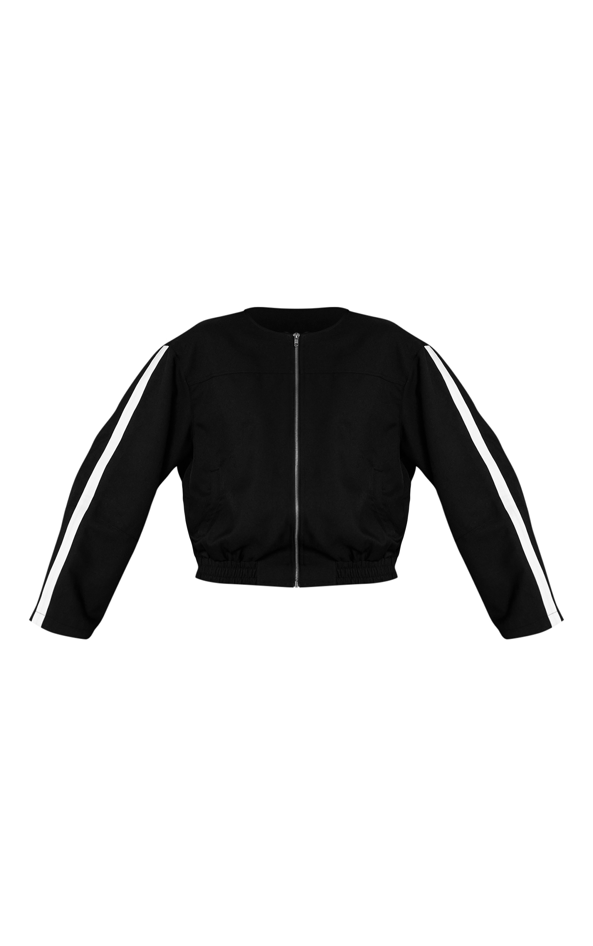Black Striped Tailored Woven Elasticated Waist Bomber Jacket image 5