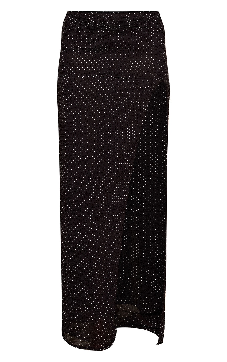 Black Plisse Mini Polka Dot Maxi Skirt image 5
