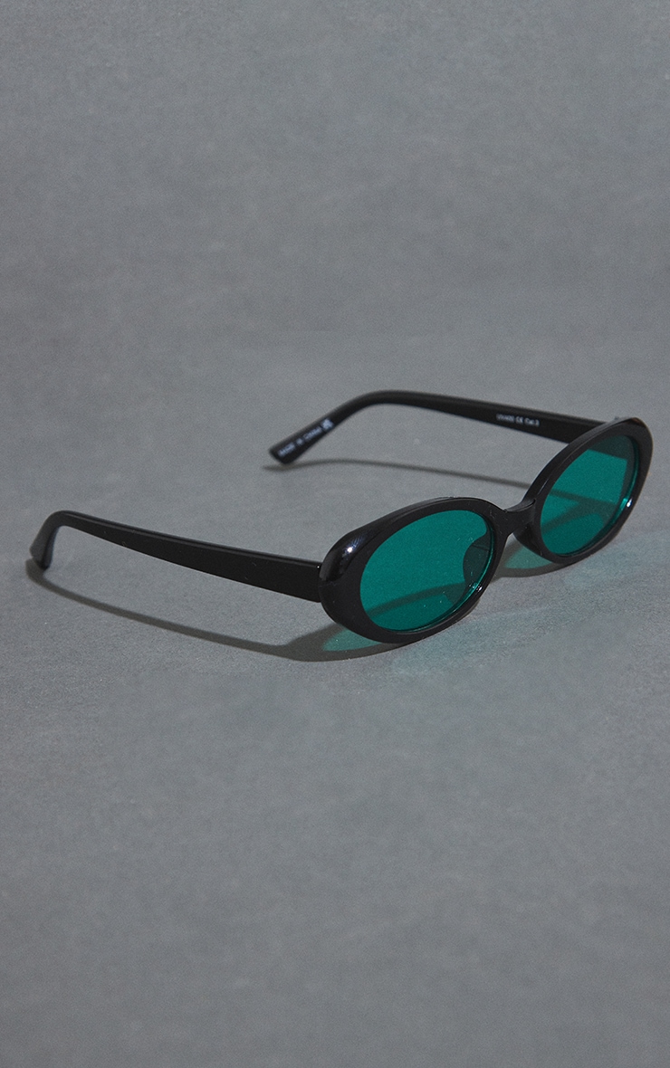 Green Lens Oval Frame Sunglasses image 3