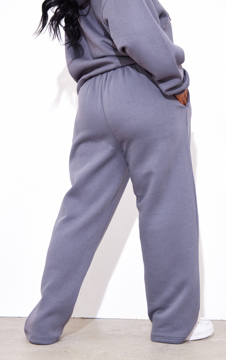 PLT Plus Charcoal Logo Badge Straight Leg Joggers Plus Size