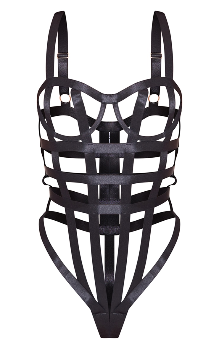 Black Caged Cut Out Bodysuit image 5