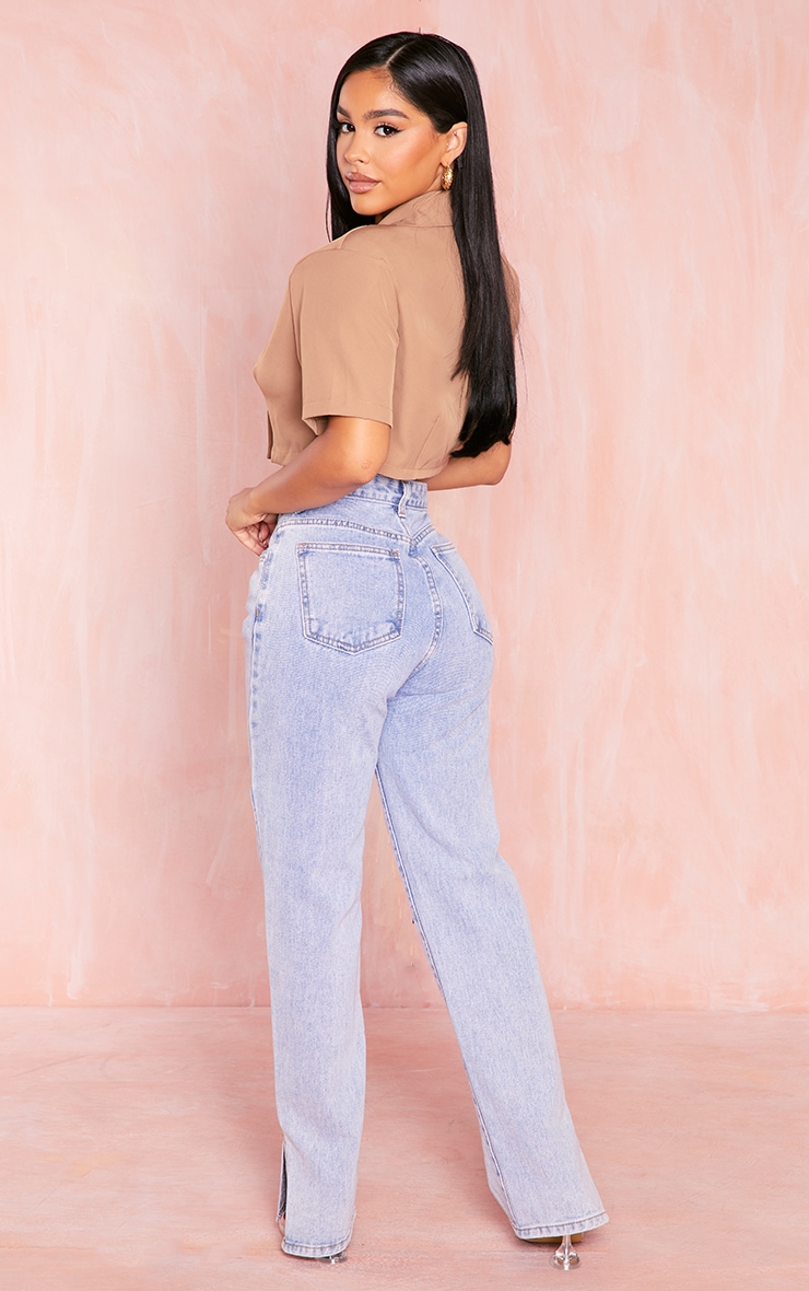 Petite Mocha Cropped Button Blazer image 2