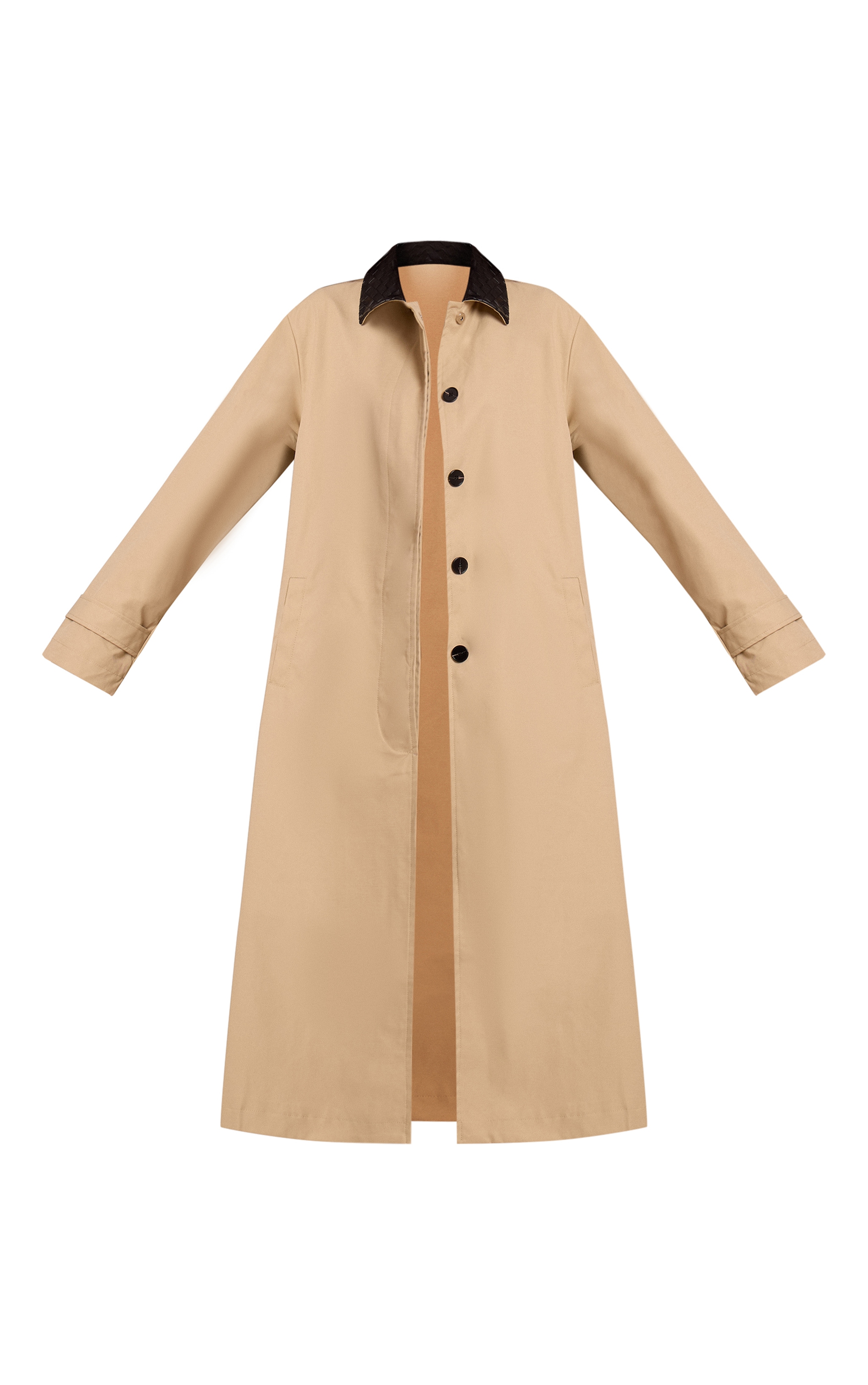 Beige Quilted Collar Maxi Coat image 5