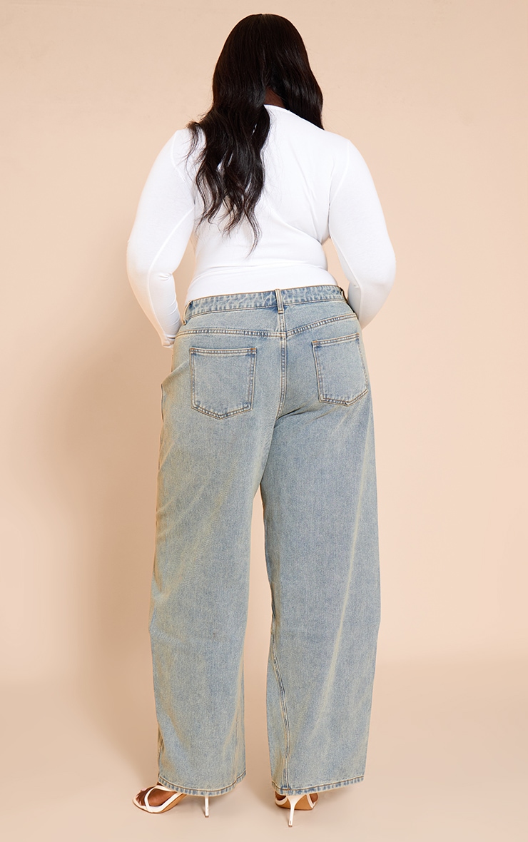 Plus Vintage Seam Detail Relaxed Wide Leg Jeans image 3