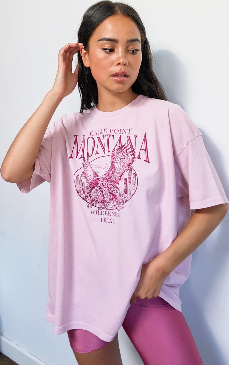 Pink Montana Logo Oversized Washed T Shirt