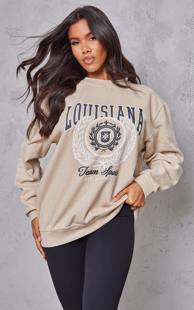 Stone Louisiana Print College Sweatshirt image 3