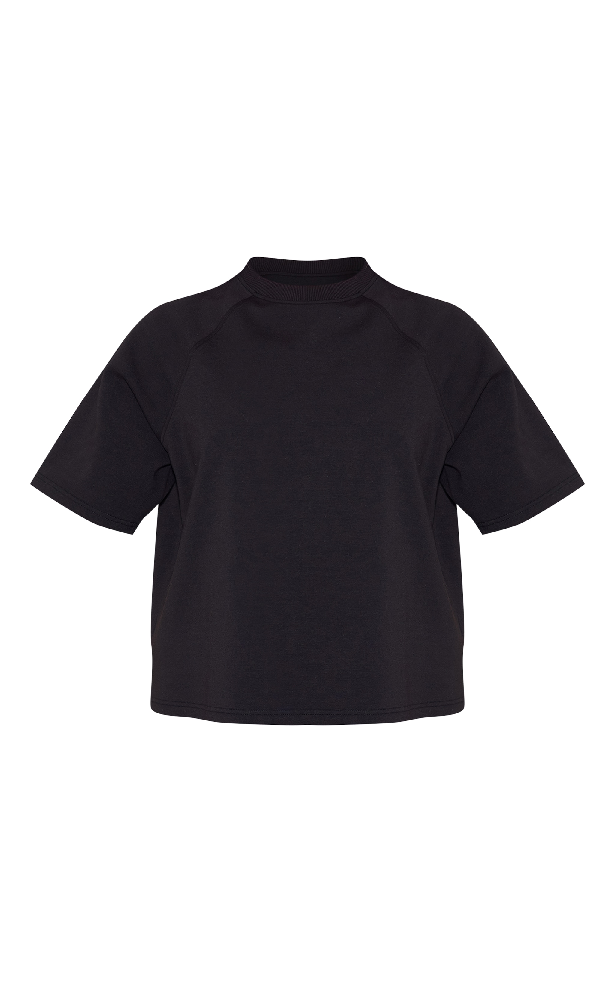 Tall T-shirt tissé noir à épaules carrées et logo brodé image 5