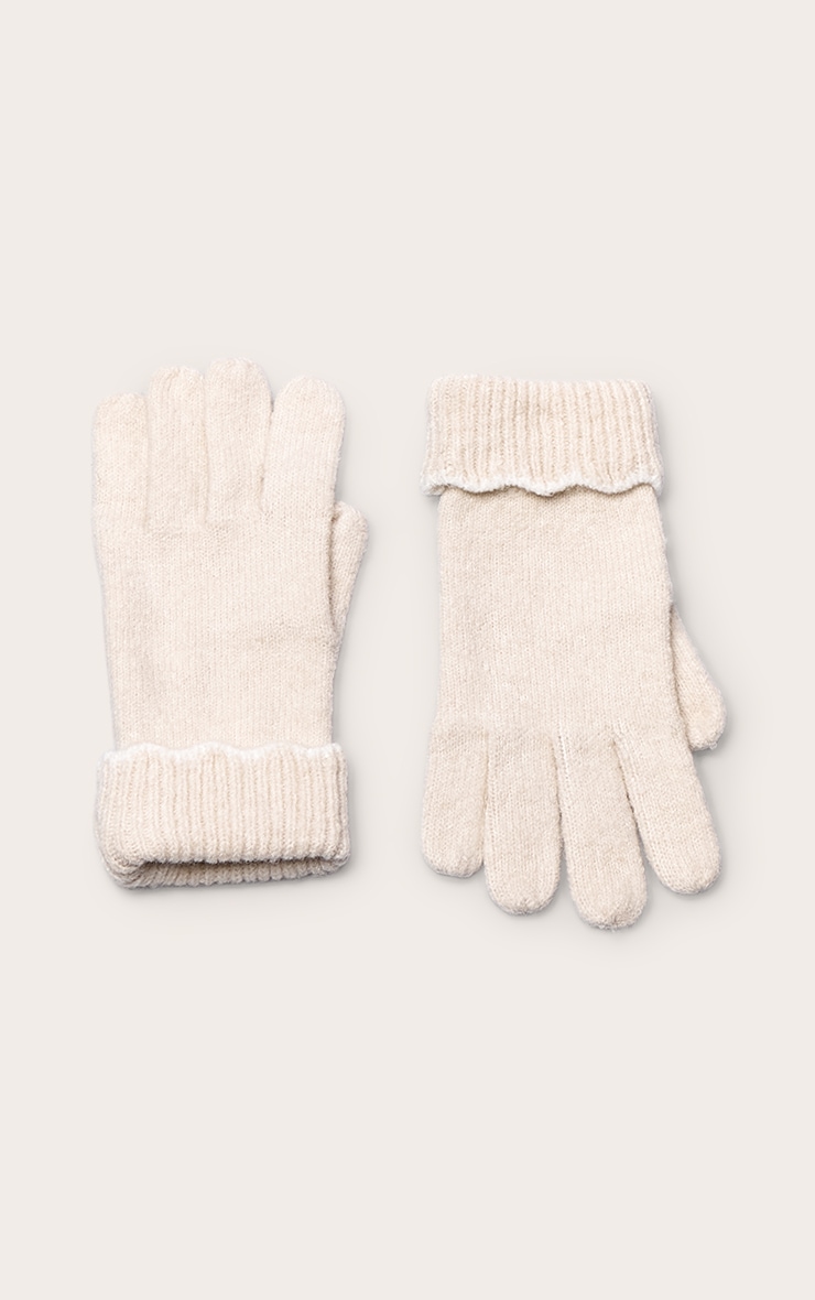 Gants avoine à bordure festonnée crème image 2