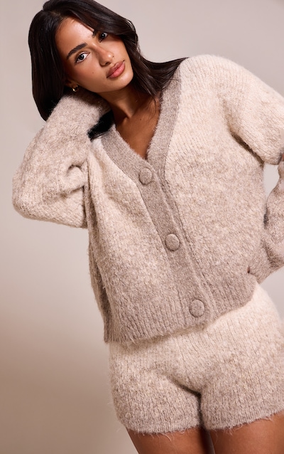 Petite Short en maille tricot gris ombré brossé