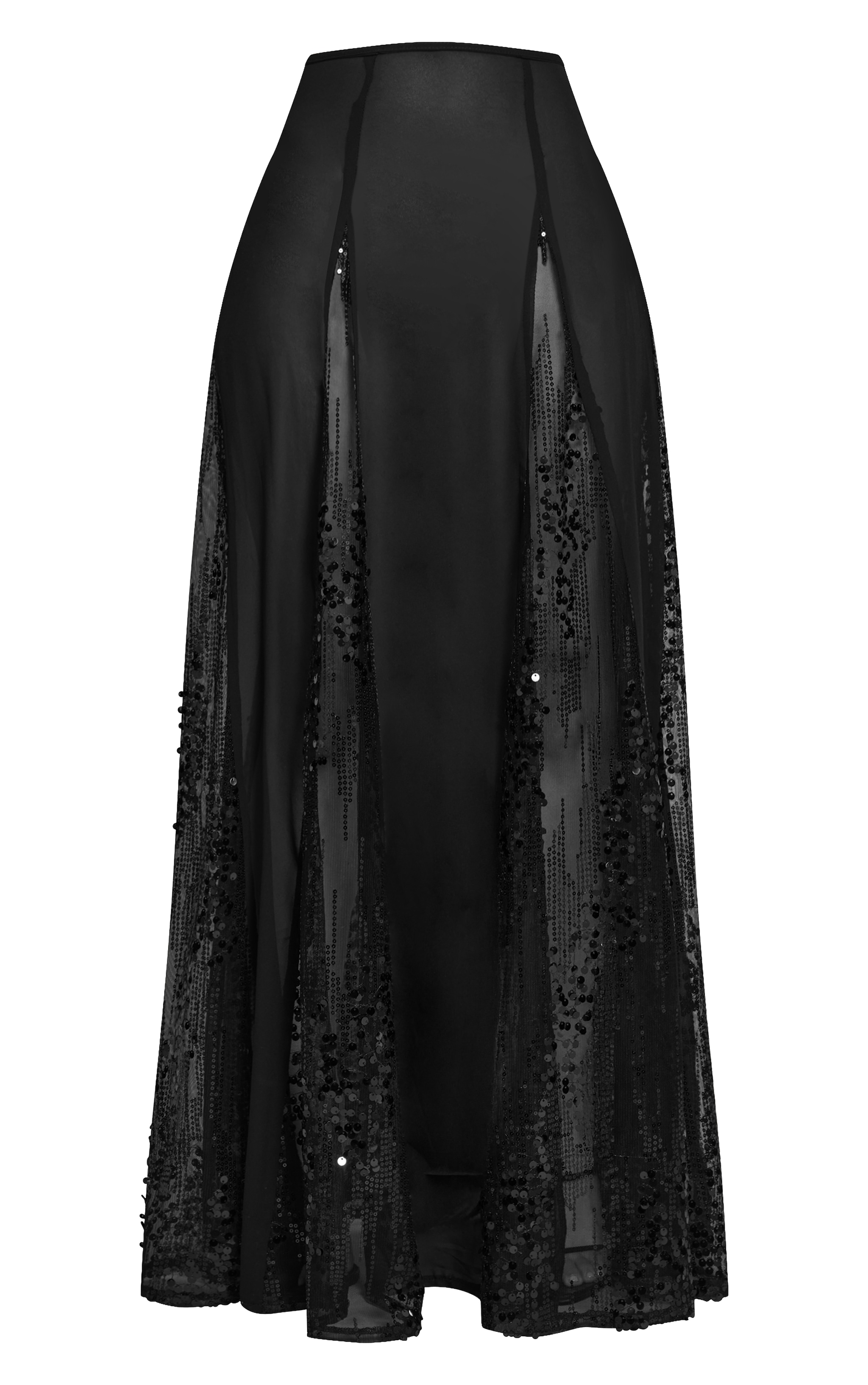 Petite Black Contrast Sequin Flowy Maxi Skirt image 5