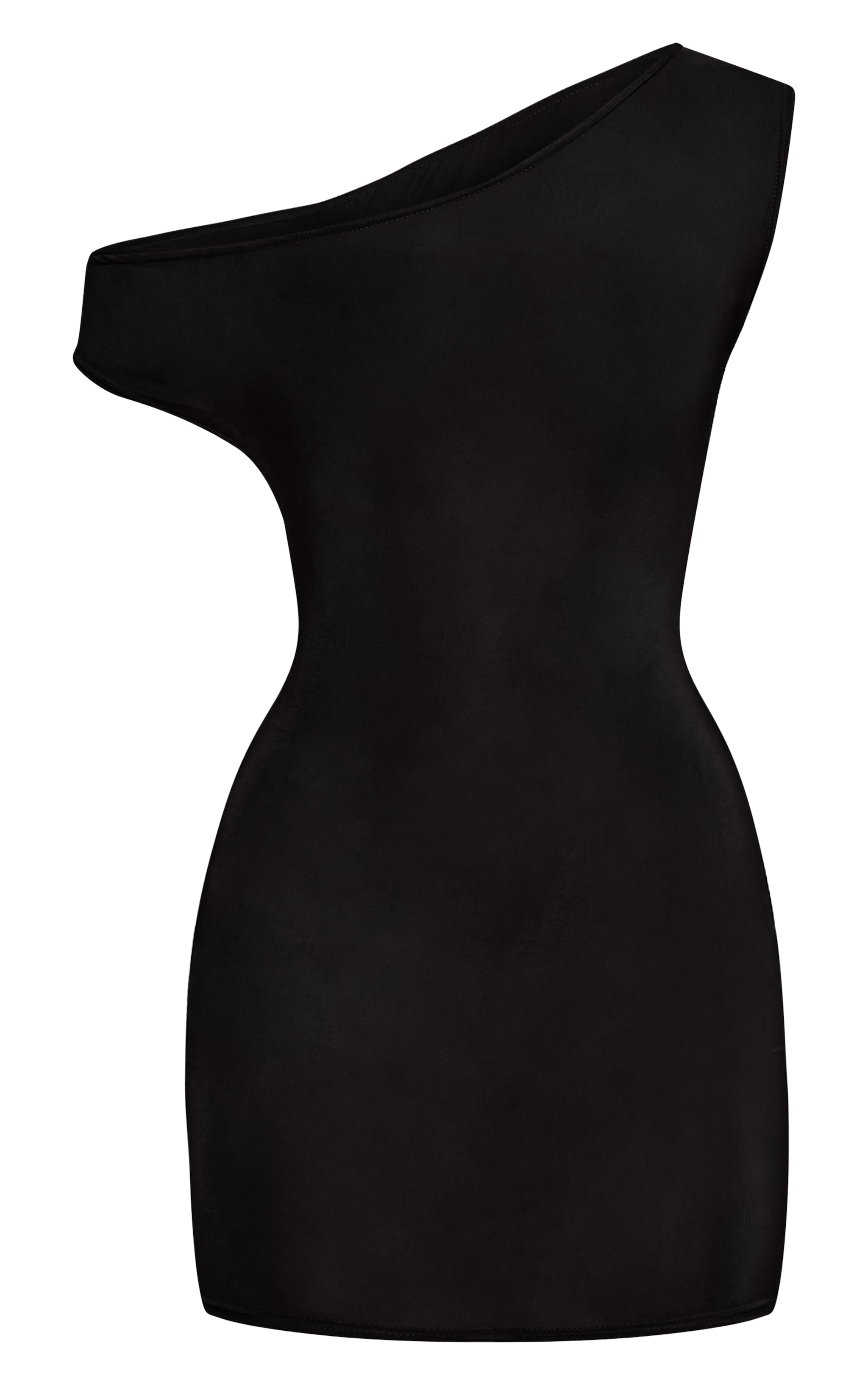 Black Soft Touch Asymmetric Bodycon Mini Dress image 5