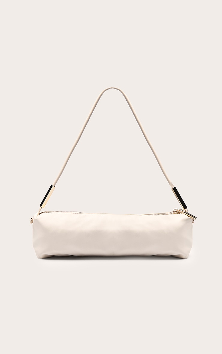 Cream Soft PU Gold Hardware Shoulder Bag image 2