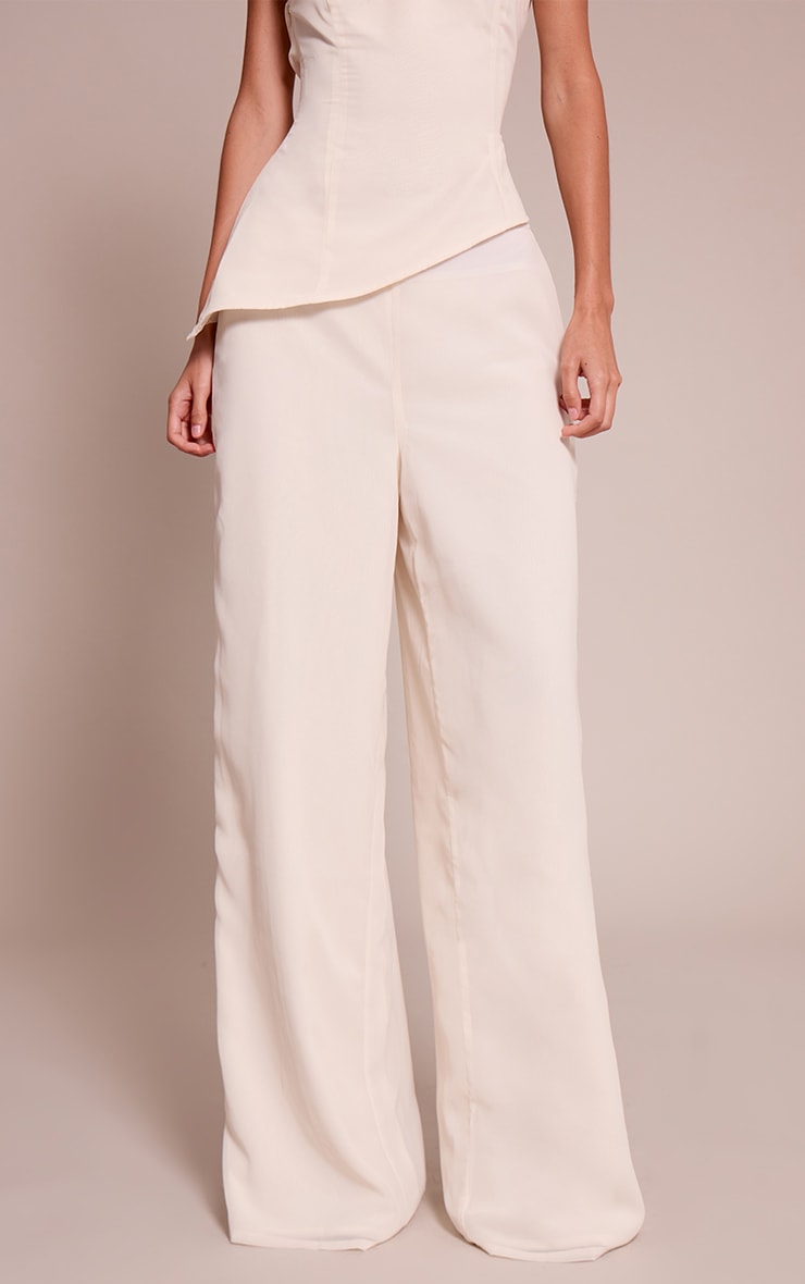 Cream Chiffon Straight Leg Pant image 2