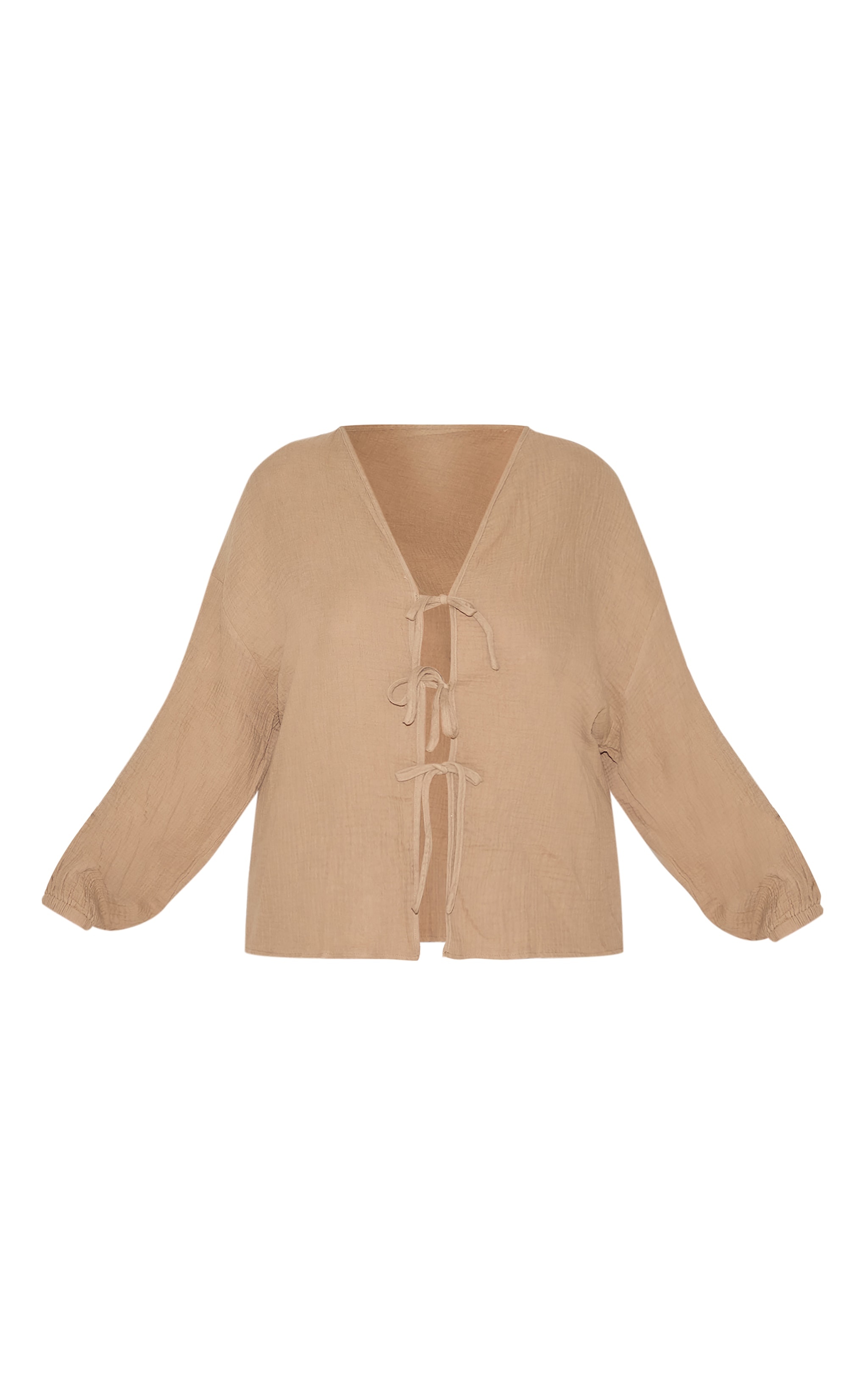 Chemise texturée argile en étamine nouée stretch sur le devant grande taille image 5