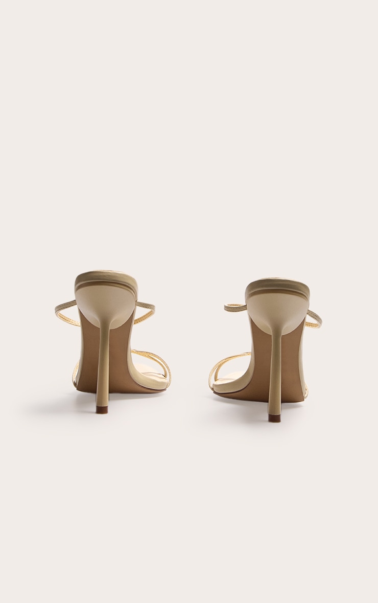 Lemon Pu Round Toe Strap High Stiletto Heeled Mules image 3