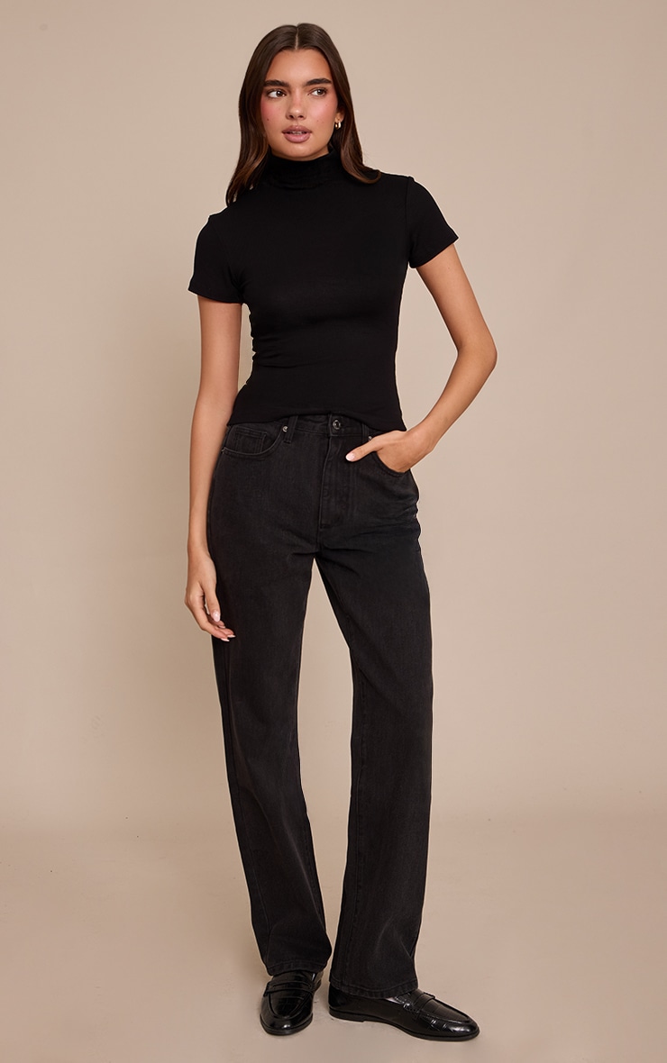 PRETTYLITTLETHING Black High Waist Straight Leg Jeans