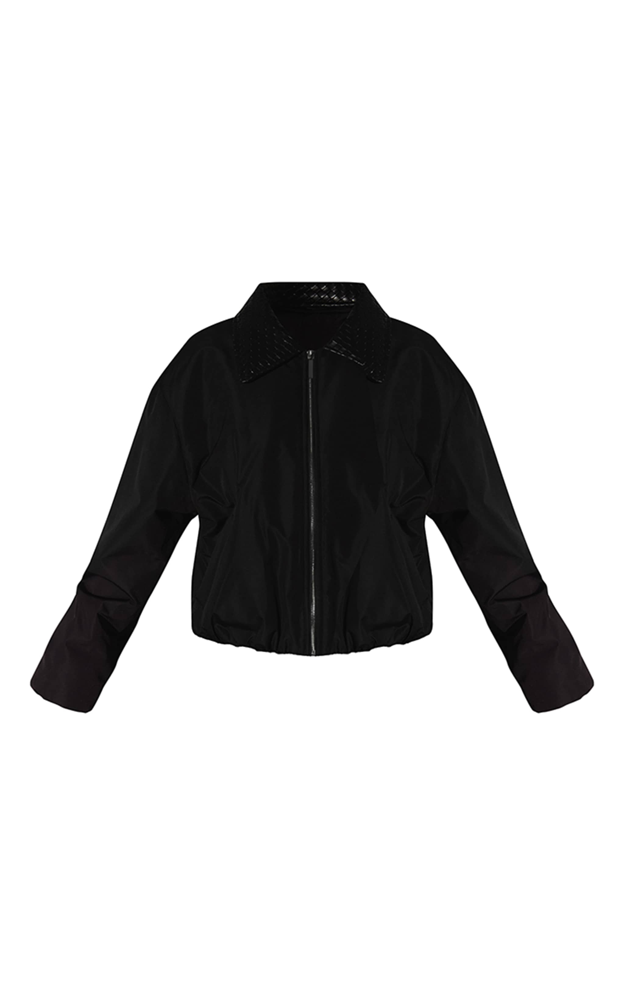 Black Quilted Collar Nylon Bomber image 5