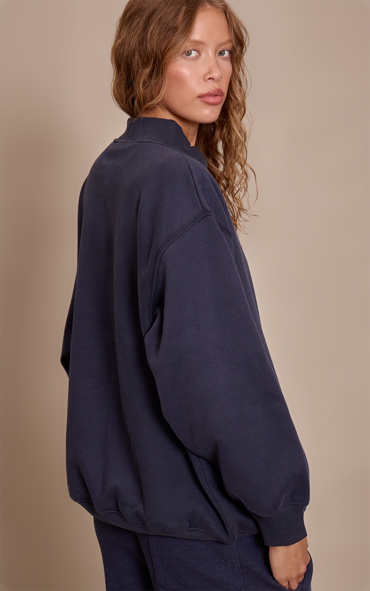 Navy Cotton Fleece Crossfront Sweatshirt image 2