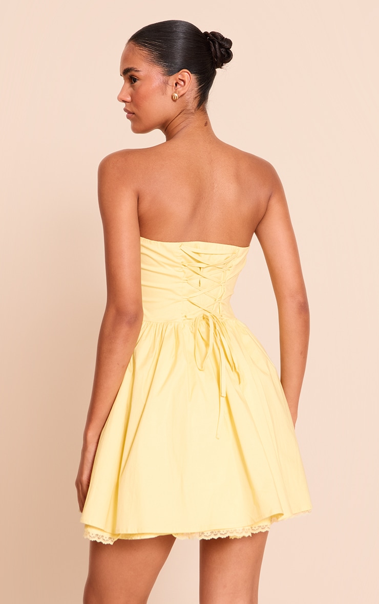 Lemon Bandeau Lace Detail Shift Dress image 2