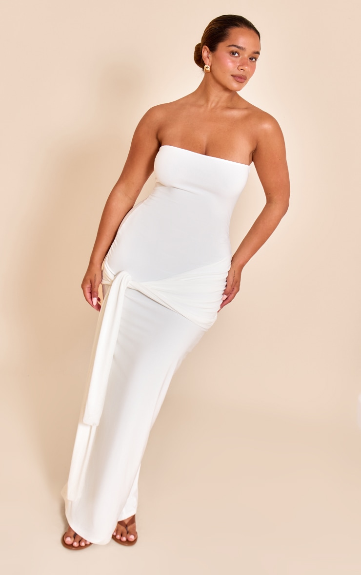 Shape White Bandeau Wrap Tie Waist Maxi Dress image 1