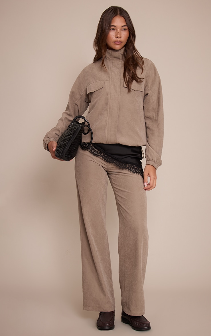 Mushroom Peach Skin Zip Up High Neck Jacket image 3