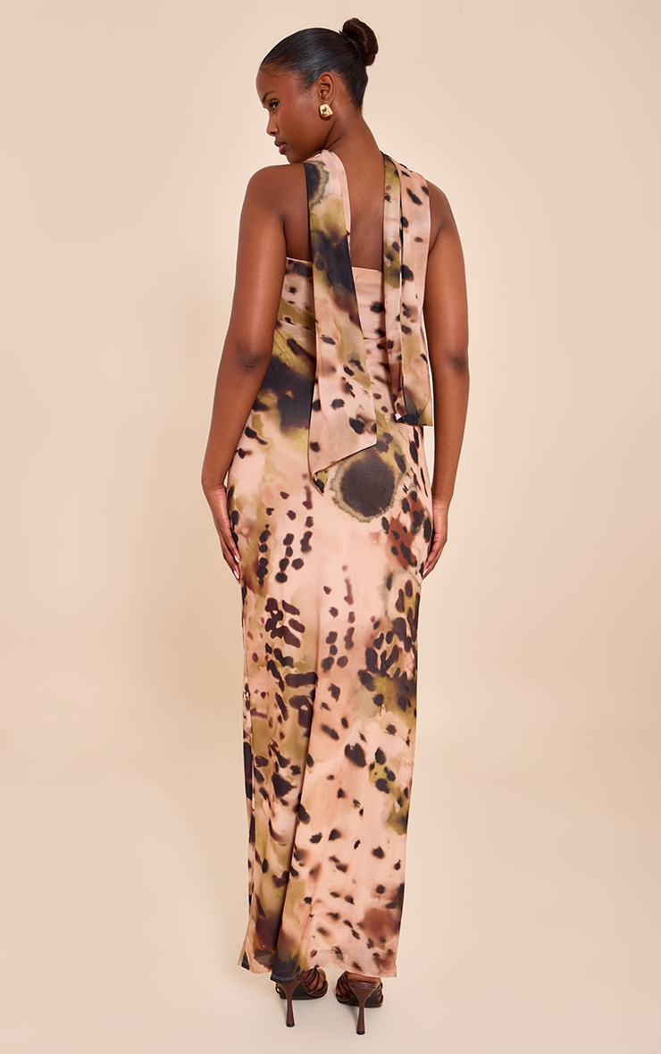 Pink Printed Bandeau Scarf Detail Maxi Dress image 2