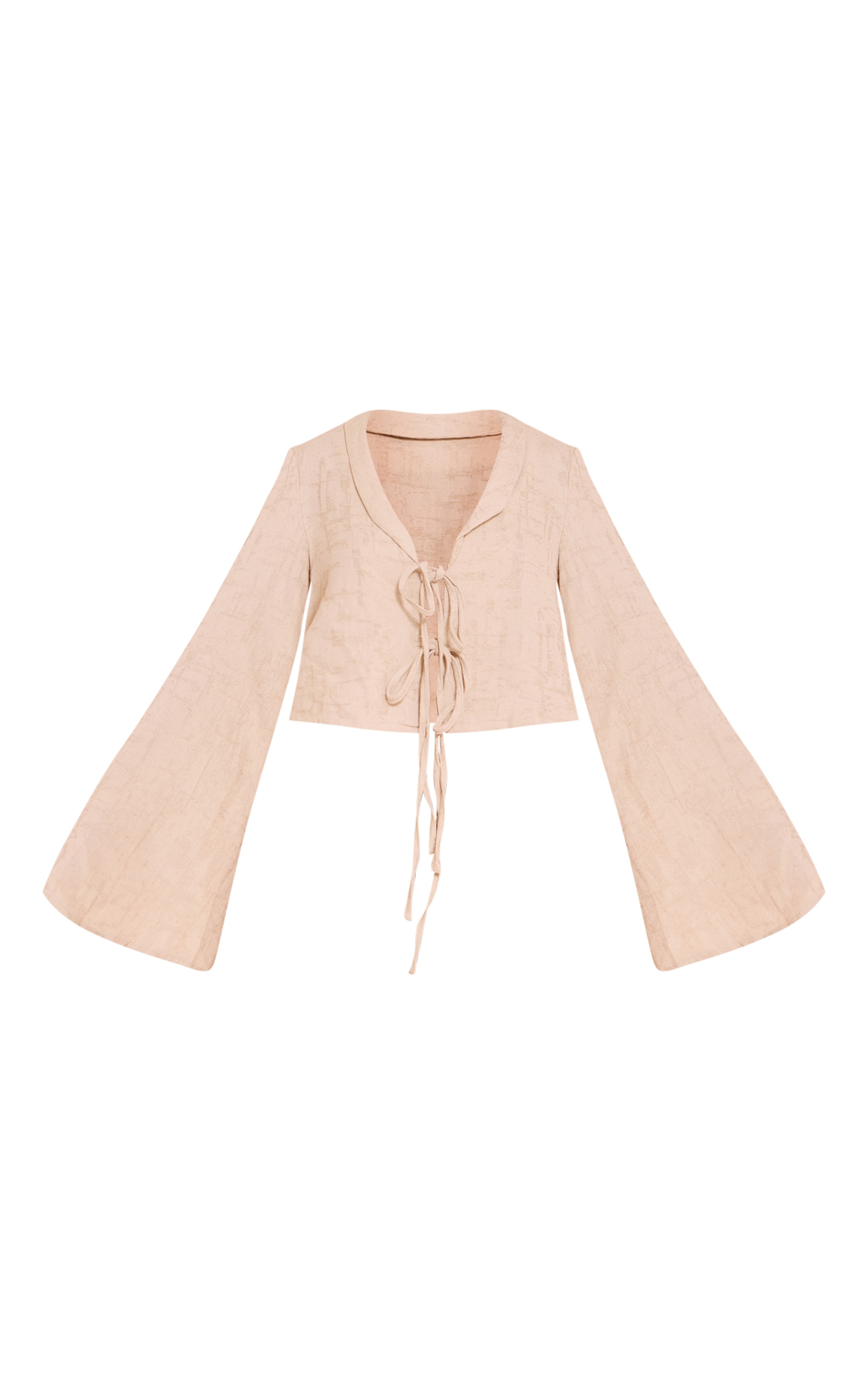 Sand Textured Lightweight Woven Tie Front Shirt image 5