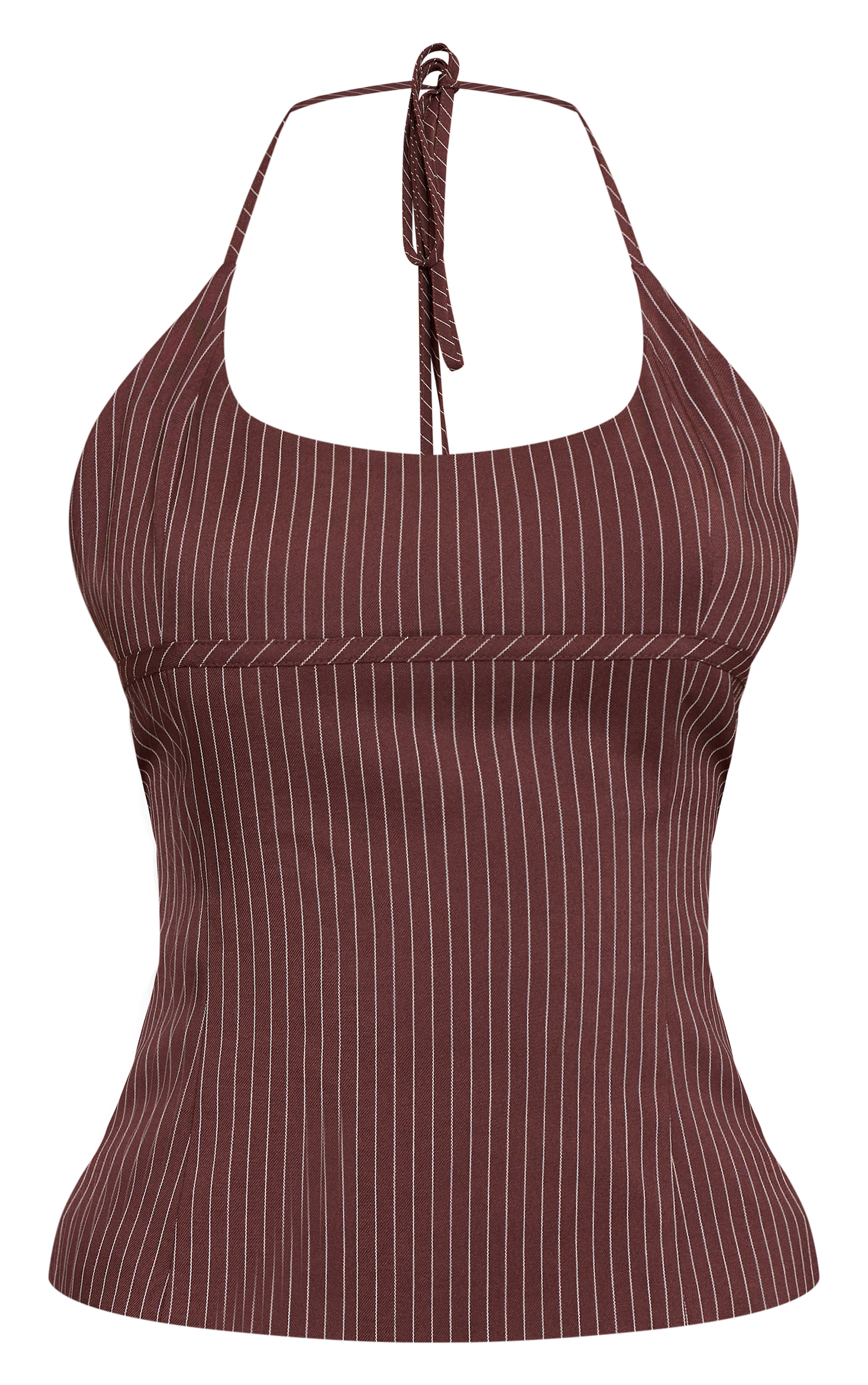 Petite Chocolate Pinstripe Halterneck Top image 5