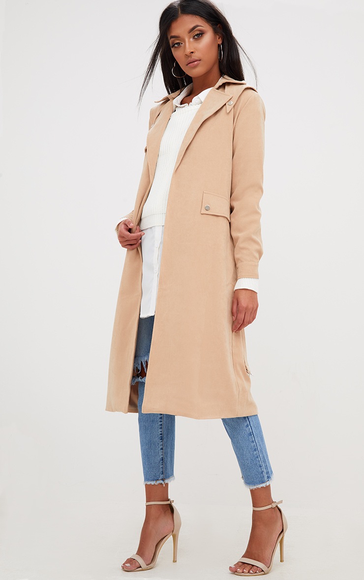 Beige Longline Belted Trench Coat. Coats & Jackets PrettyLittleThing USA