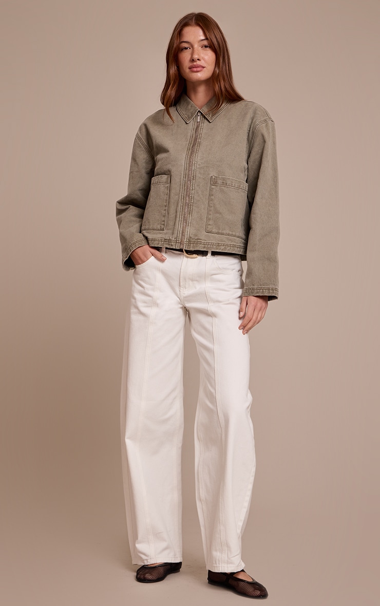 Washed Olive Carpenter Denim Jacket image 3