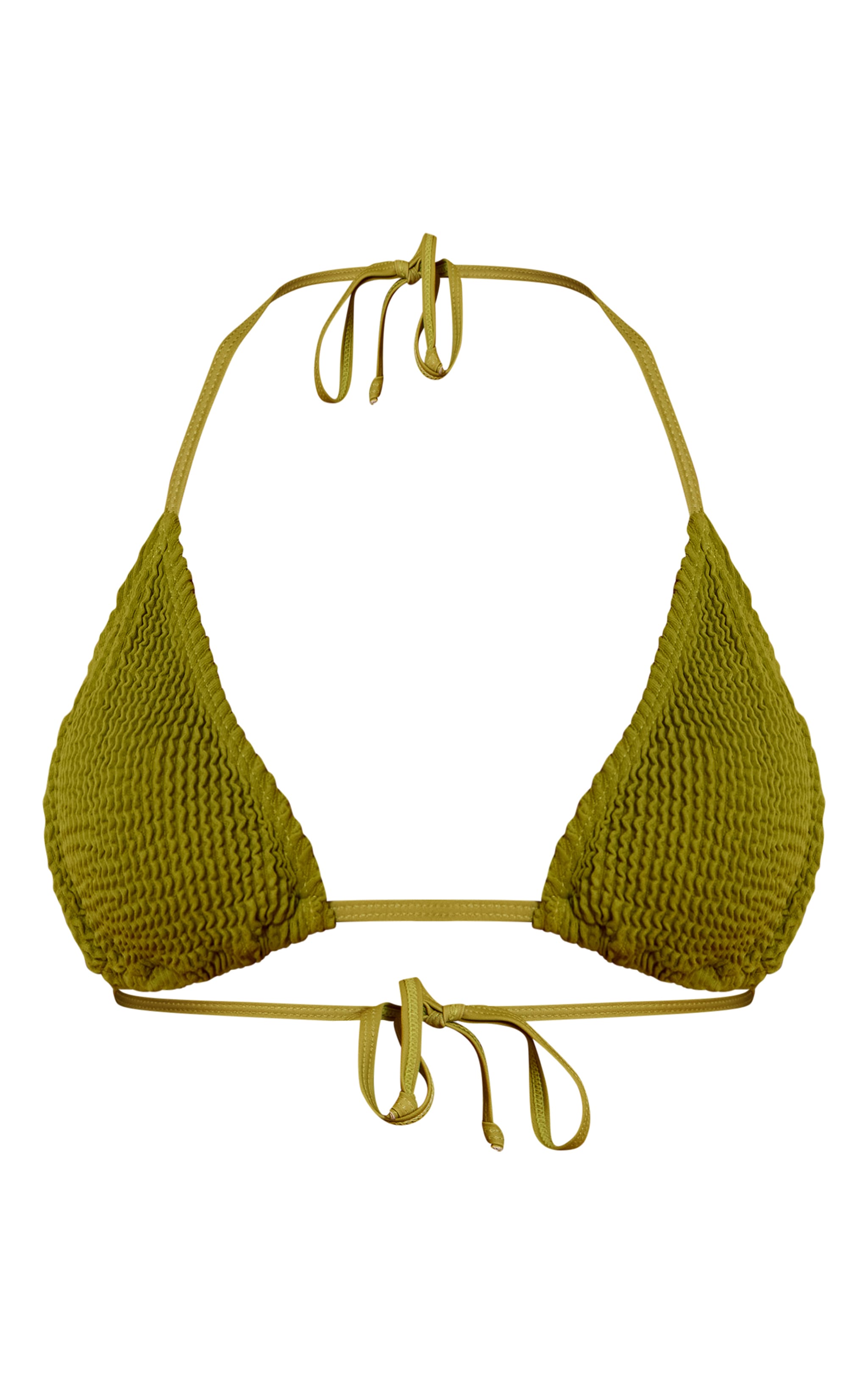 Olive Crinkle Triangle Tie Bikini Top image 5