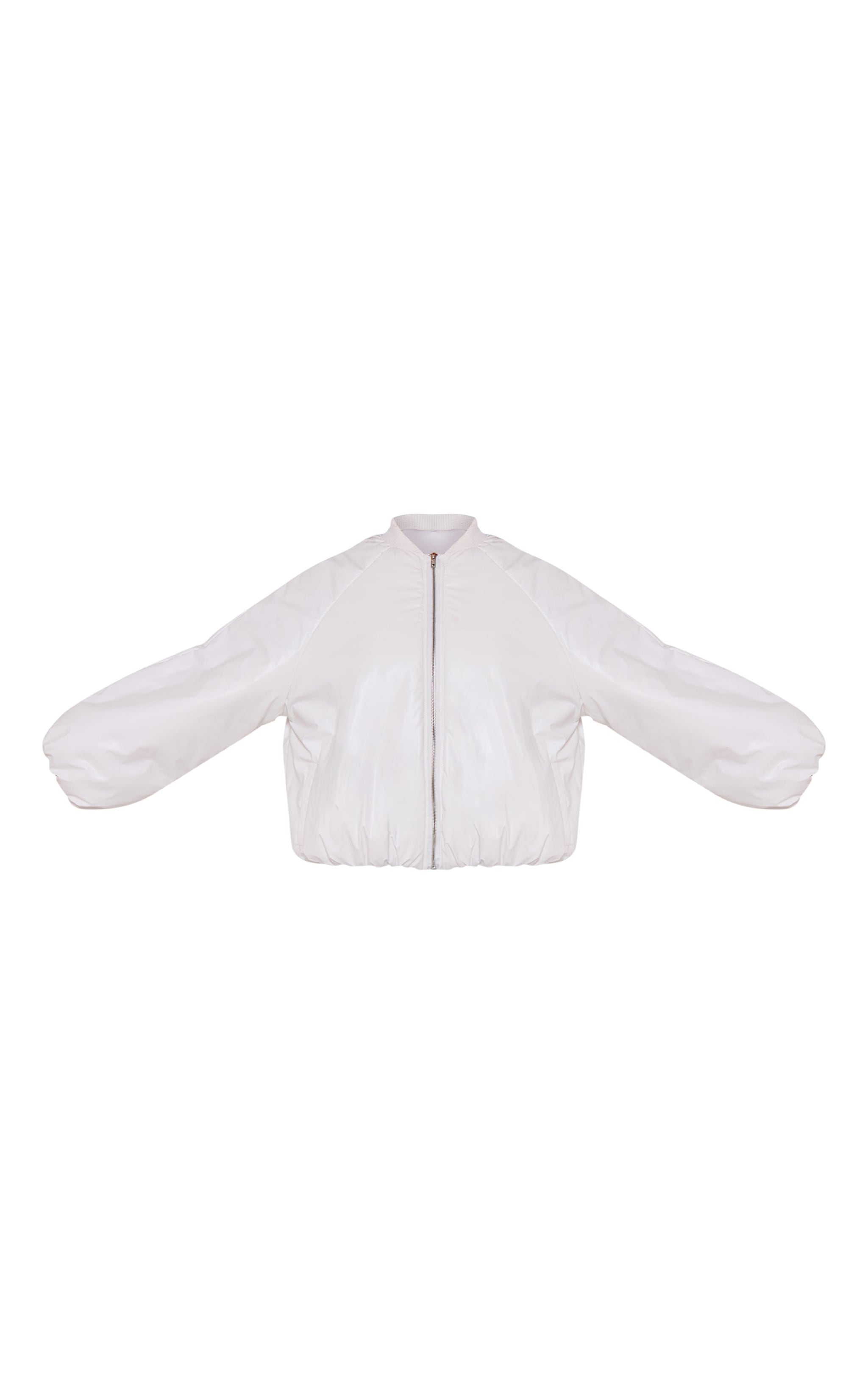 White Oversized Bomber Puffer Jacket image 5