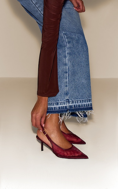 Talons pointus en mesh bordeaux à bride derrière
