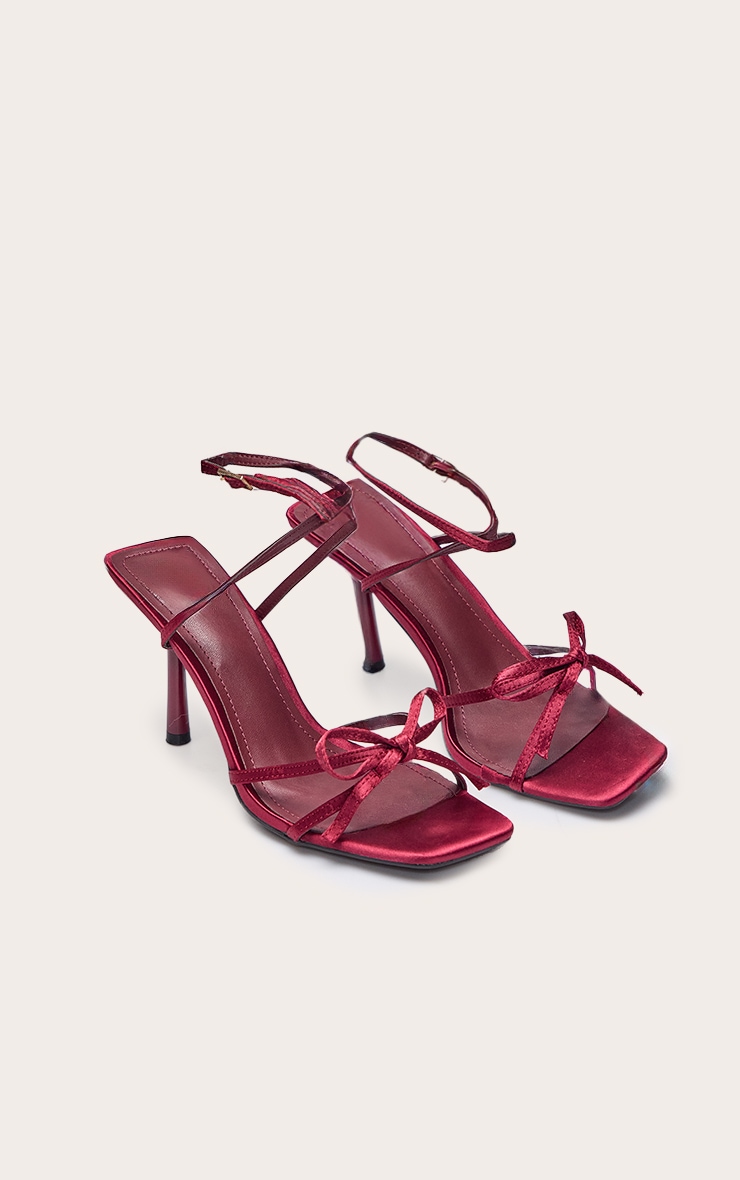Red Satin Bow Detail Heeled Sandal image 3