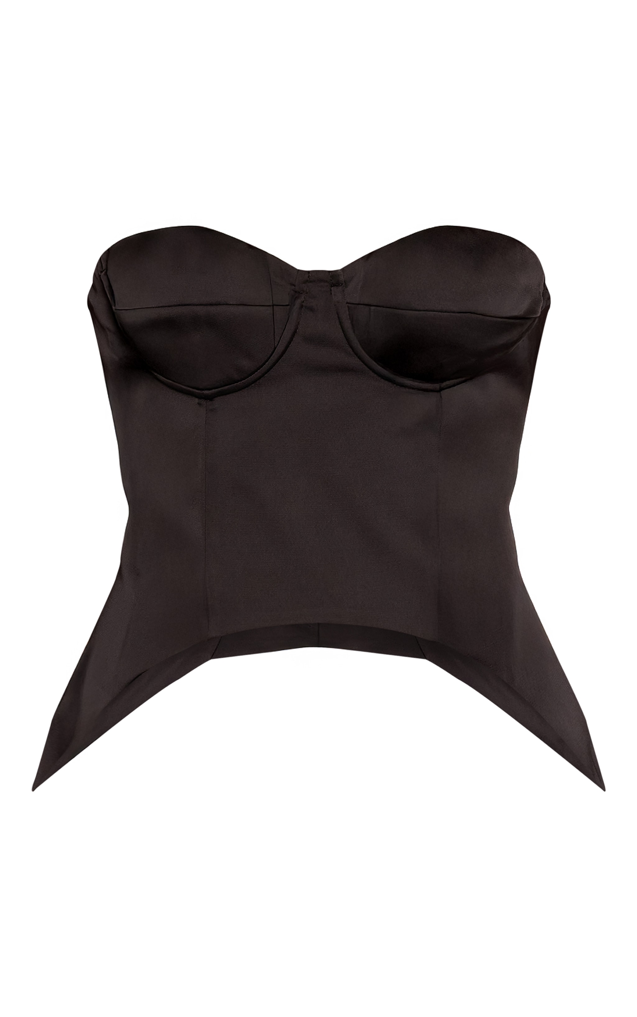 Black Satin Dip Hem Corset image 5
