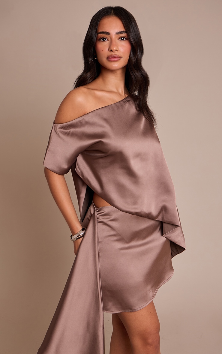 Petite Mushroom Satin Asymmetric Mini Skirt  image 5