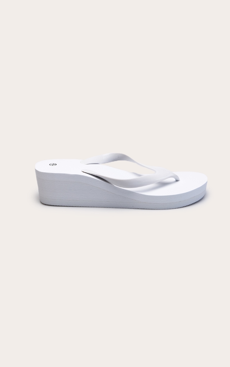 White Platform Wedge Flip Flops