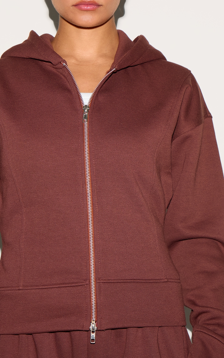 Petite Deep Chocolate Double Zip Cinched Hoodie image 4