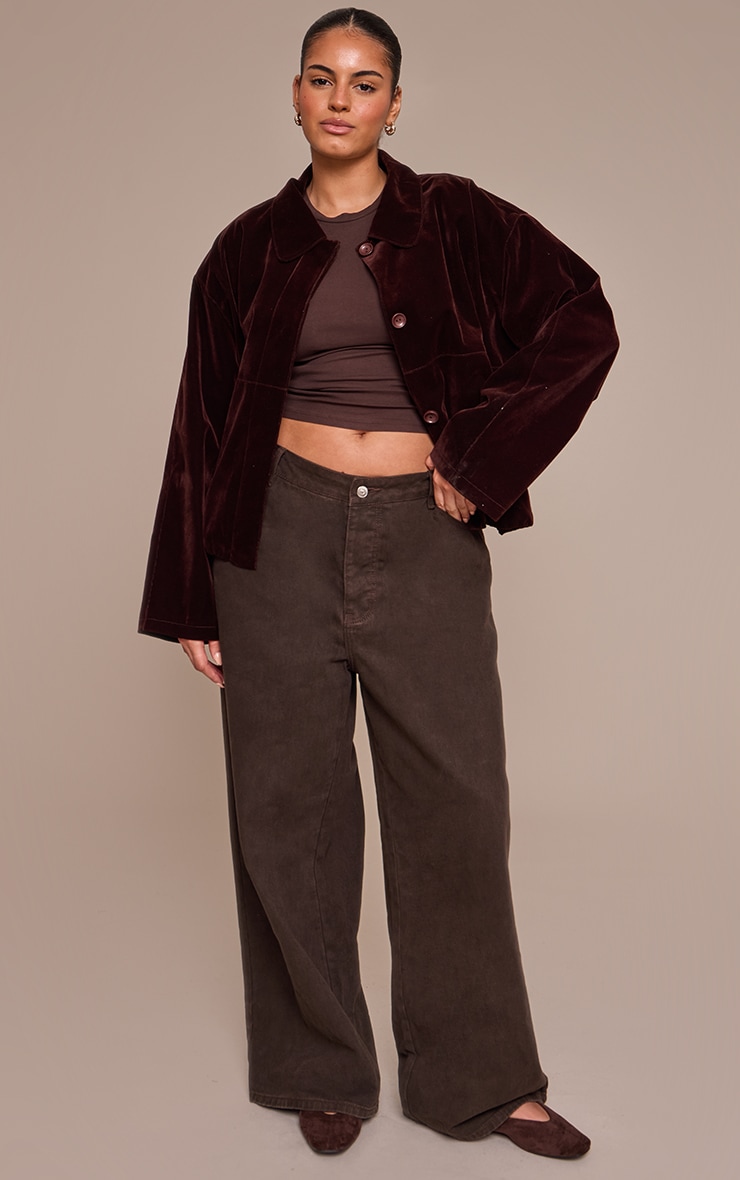 Plus Chocolate Velvet Bomber Jacket  image 3