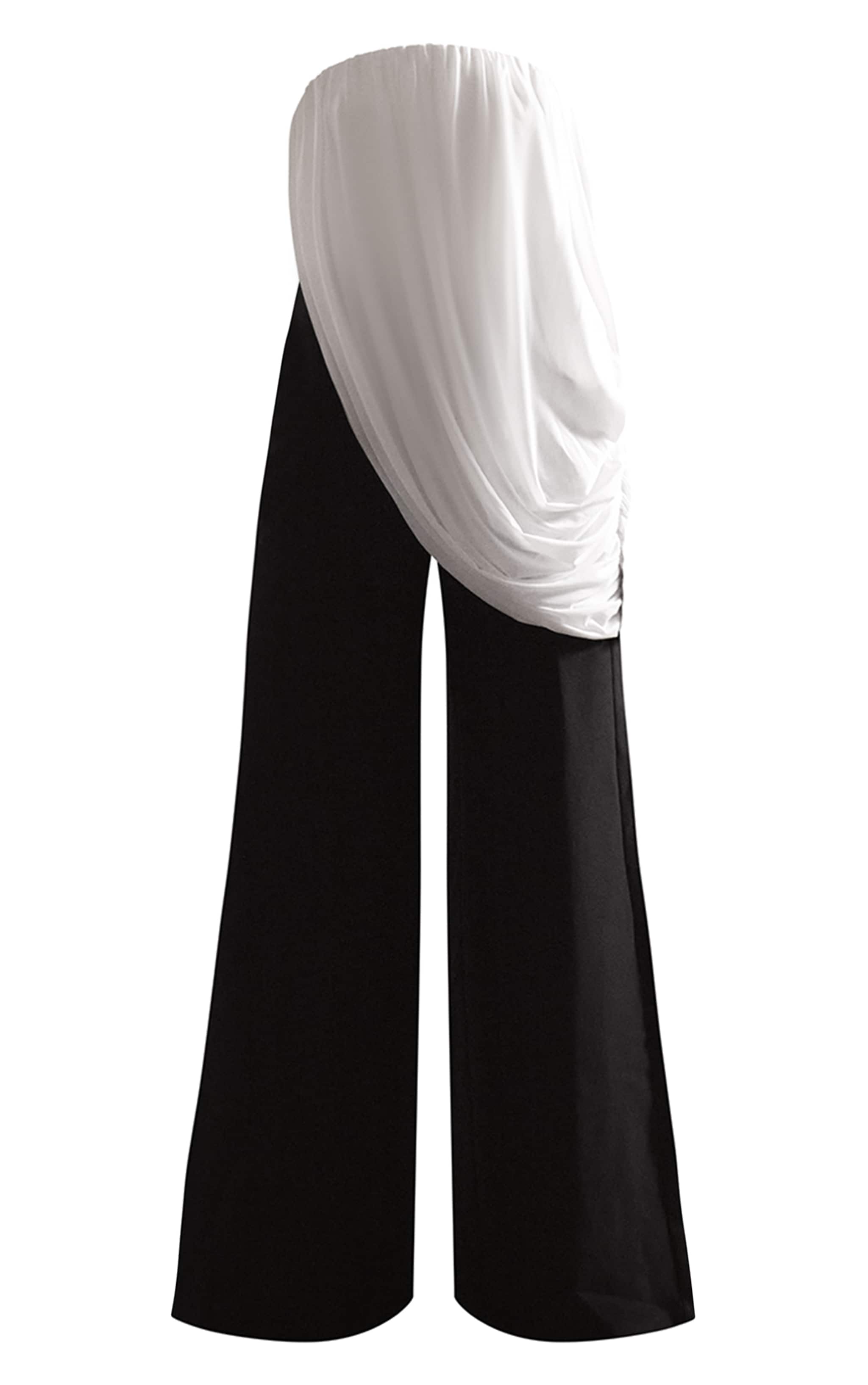 PLT Label Monochrome Draped Mesh Jumpsuit image 5