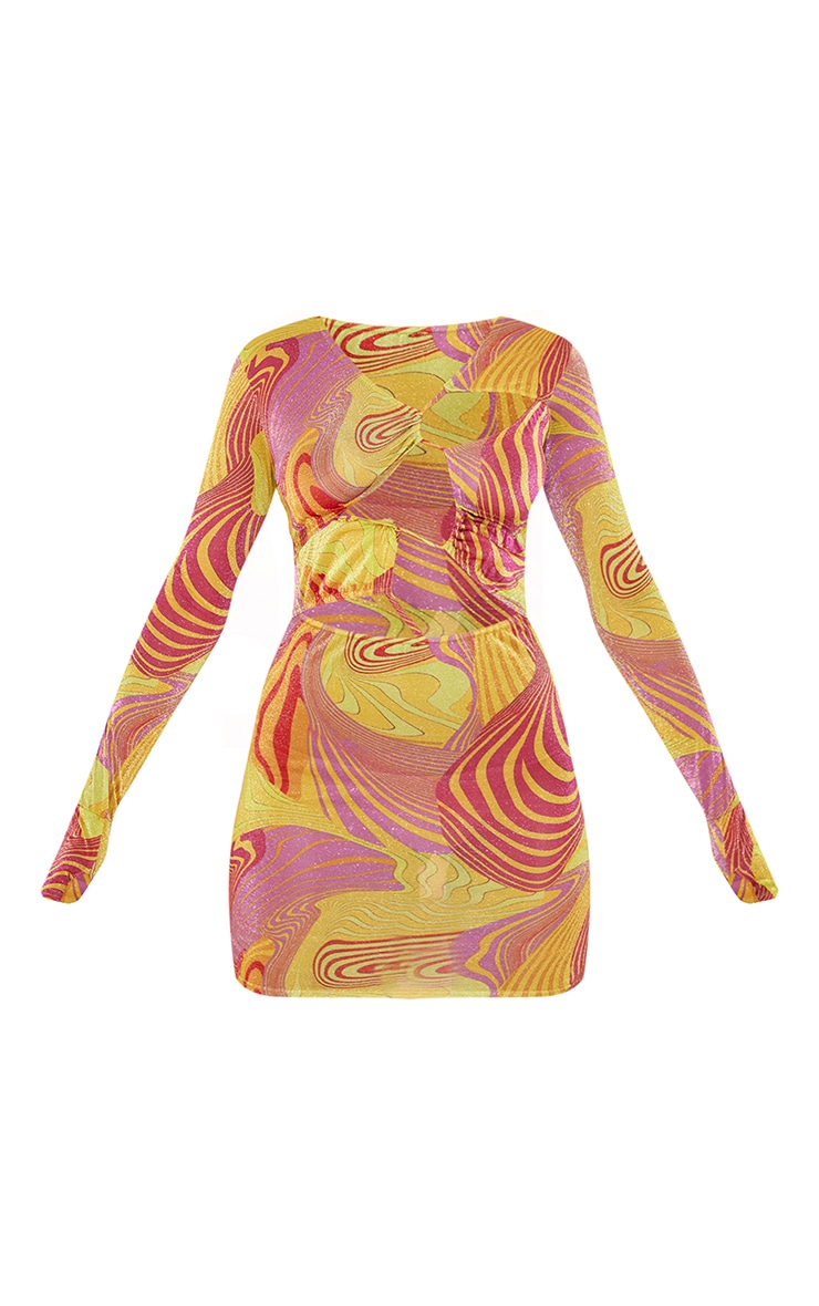 Multi Swirl Glitter Mesh Cut Out Bodycon Dress PrettyLittleThing