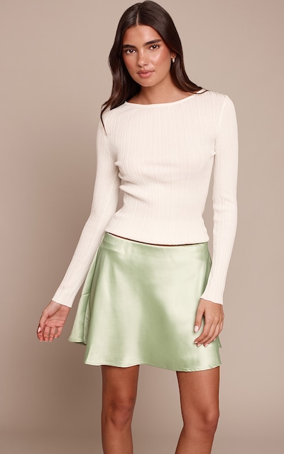 Sage Satin Floaty Mini Skirt